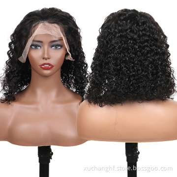 Short Brazilian Deep Curly 13x4 Lace Front Wigs Human Hair Bob 150% Density Glueless Lace Front Wigs Pre Plucked With Baby Hair